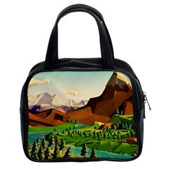 River Between Green Forest With Brown Mountain Classic Handbag (two Sides) by Cendanart