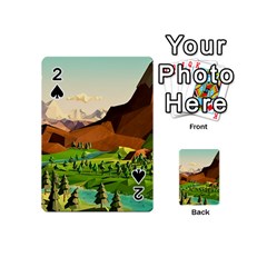 River Between Green Forest With Brown Mountain Playing Cards 54 Designs (mini) by Cendanart