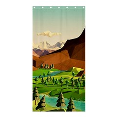 River Between Green Forest With Brown Mountain Shower Curtain 36  X 72  (stall)  by Cendanart