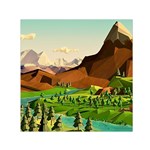 River Between Green Forest With Brown Mountain Square Satin Scarf (30  x 30 ) Front