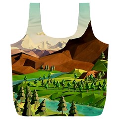 River Between Green Forest With Brown Mountain Full Print Recycle Bag (xxxl) by Cendanart