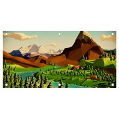 River Between Green Forest With Brown Mountain Banner And Sign 4  X 2  by Cendanart