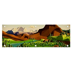 River Between Green Forest With Brown Mountain Banner And Sign 6  X 2  by Cendanart