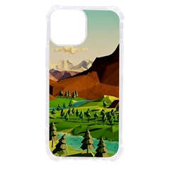 River Between Green Forest With Brown Mountain Iphone 13 Mini Tpu Uv Print Case by Cendanart