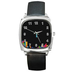 Tetris Game Square Metal Watch