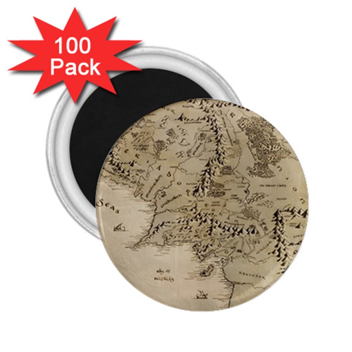 Retro Vintage Gray Map Middle Earth 2.25  Magnets (100 pack) 