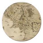 Retro Vintage Gray Map Middle Earth Magnet 5  (Round) Front