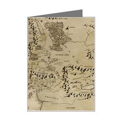 Retro Vintage Gray Map Middle Earth Mini Greeting Card by Cendanart