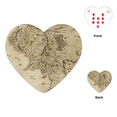 Retro Vintage Gray Map Middle Earth Playing Cards Single Design (heart)