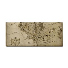 Retro Vintage Gray Map Middle Earth Hand Towel by Cendanart