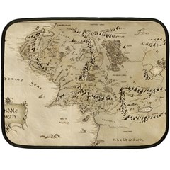 Retro Vintage Gray Map Middle Earth Two Sides Fleece Blanket (mini) by Cendanart