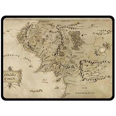 Retro Vintage Gray Map Middle Earth Fleece Blanket (large) by Cendanart