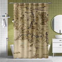 Retro Vintage Gray Map Middle Earth Shower Curtain 48  X 72  (small)  by Cendanart