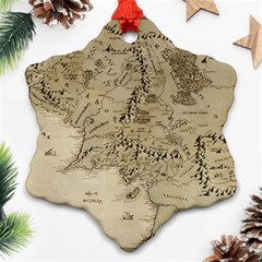 Retro Vintage Gray Map Middle Earth Ornament (snowflake) by Cendanart