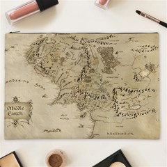 Retro Vintage Gray Map Middle Earth Cosmetic Bag (xxl) by Cendanart