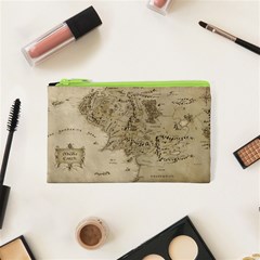 Retro Vintage Gray Map Middle Earth Cosmetic Bag (xs) by Cendanart