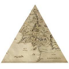 Retro Vintage Gray Map Middle Earth Wooden Puzzle Triangle by Cendanart