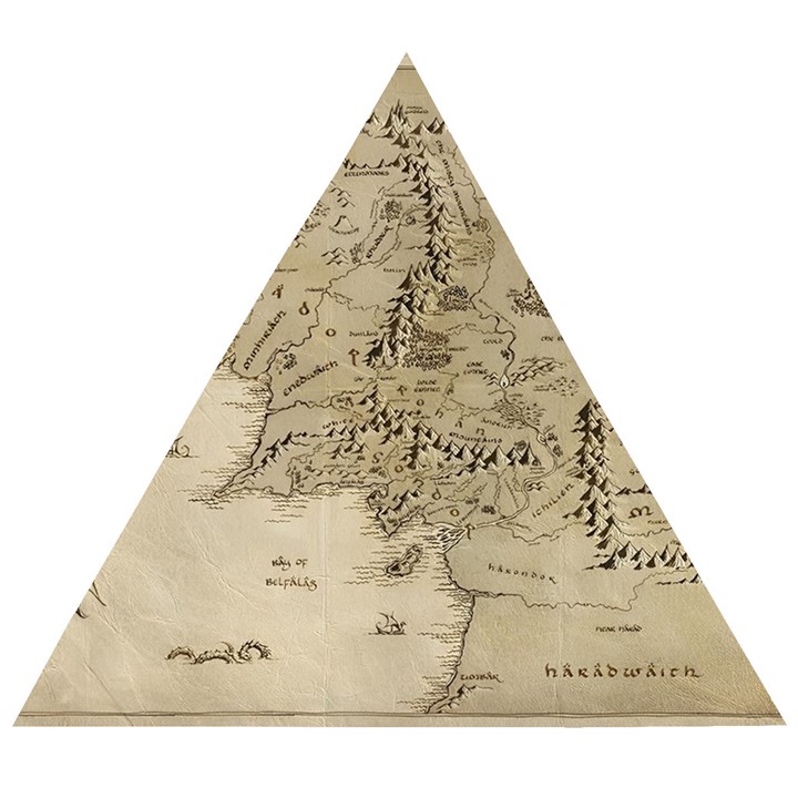 Retro Vintage Gray Map Middle Earth Wooden Puzzle Triangle