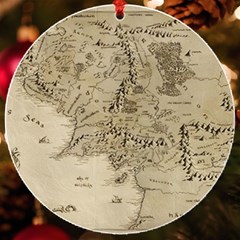 Retro Vintage Gray Map Middle Earth Uv Print Acrylic Ornament Round by Cendanart