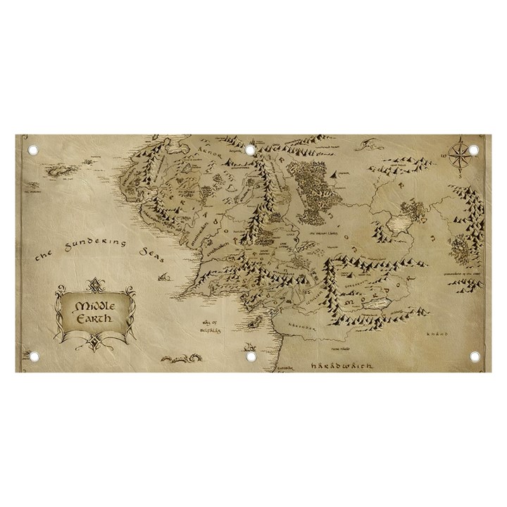 Retro Vintage Gray Map Middle Earth Banner and Sign 6  x 3 