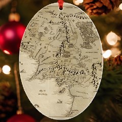 Retro Vintage Gray Map Middle Earth Uv Print Acrylic Ornament Oval by Cendanart