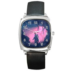 Beeple Astronaut Spacesuit 3d Digital Art Artwork Jungle Square Metal Watch by Cendanart