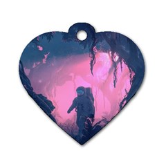 Beeple Astronaut Spacesuit 3d Digital Art Artwork Jungle Dog Tag Heart (one Side) by Cendanart