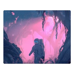 Beeple Astronaut Spacesuit 3d Digital Art Artwork Jungle Two Sides Premium Plush Fleece Blanket (large)