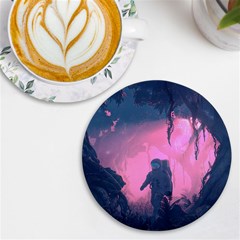 Beeple Astronaut Spacesuit 3d Digital Art Artwork Jungle Uv Print Round Tile Coaster by Cendanart