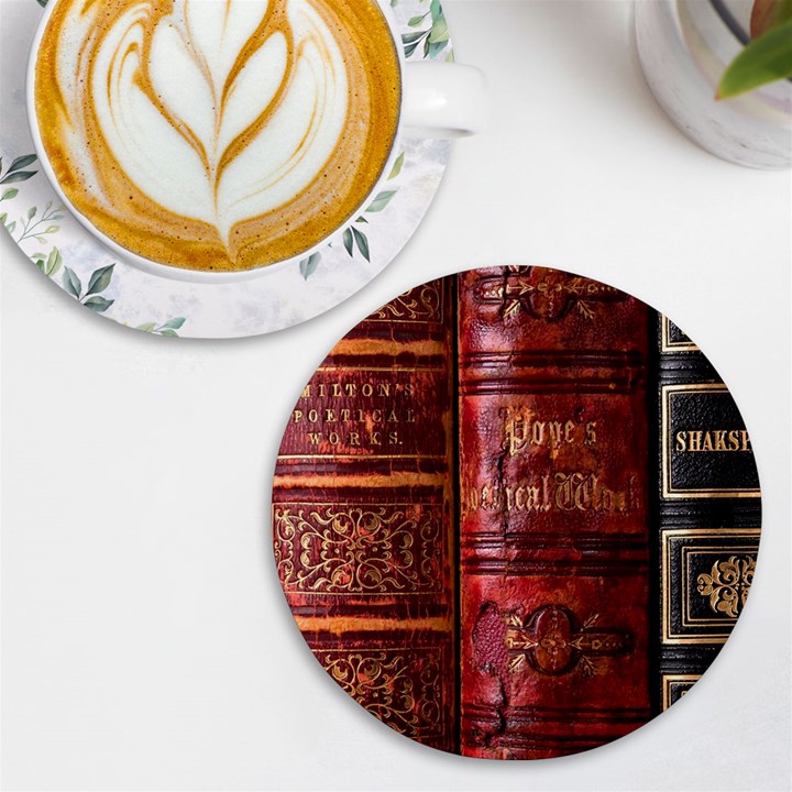 Books Old UV Print Round Tile Coaster