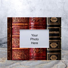 Books Old White Tabletop Photo Frame 4 x6  by Cendanart