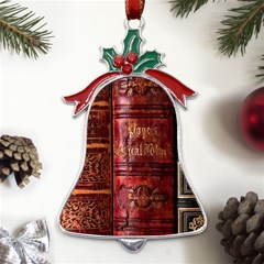 Books Old Metal Holly Leaf Bell Ornament by Cendanart