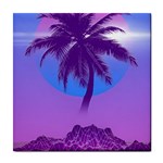 Palm Tree Vaporwave Synthwave Retro Style Tile Coaster Front