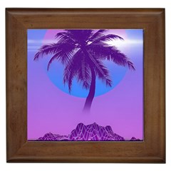 Palm Tree Vaporwave Synthwave Retro Style Framed Tile by Cendanart