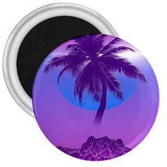 Palm Tree Vaporwave Synthwave Retro Style 3  Magnets by Cendanart