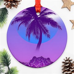 Palm Tree Vaporwave Synthwave Retro Style Ornament (round) by Cendanart