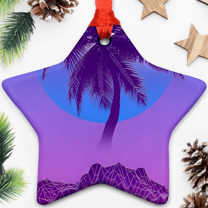 Palm Tree Vaporwave Synthwave Retro Style Ornament (Star)