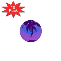 Palm Tree Vaporwave Synthwave Retro Style 1  Mini Buttons (10 Pack)  by Cendanart