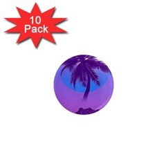 Palm Tree Vaporwave Synthwave Retro Style 1  Mini Magnet (10 Pack)  by Cendanart