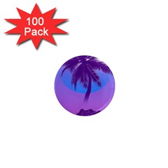 Palm Tree Vaporwave Synthwave Retro Style 1  Mini Magnets (100 Pack)  by Cendanart