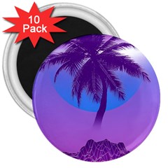 Palm Tree Vaporwave Synthwave Retro Style 3  Magnets (10 Pack)  by Cendanart