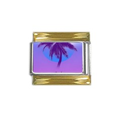 Palm Tree Vaporwave Synthwave Retro Style Gold Trim Italian Charm (9mm) by Cendanart