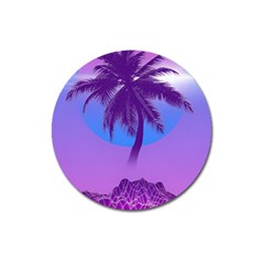 Palm Tree Vaporwave Synthwave Retro Style Magnet 3  (round) by Cendanart