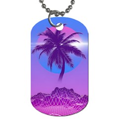 Palm Tree Vaporwave Synthwave Retro Style Dog Tag (one Side) by Cendanart