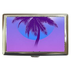 Palm Tree Vaporwave Synthwave Retro Style Cigarette Money Case by Cendanart