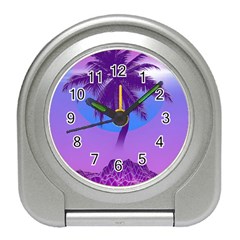 Palm Tree Vaporwave Synthwave Retro Style Travel Alarm Clock by Cendanart