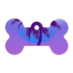 Palm Tree Vaporwave Synthwave Retro Style Dog Tag Bone (one Side) by Cendanart