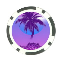 Palm Tree Vaporwave Synthwave Retro Style Poker Chip Card Guard by Cendanart