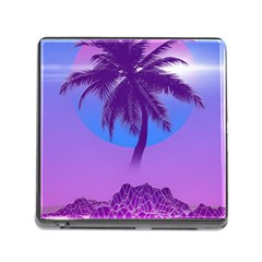 Palm Tree Vaporwave Synthwave Retro Style Memory Card Reader (square 5 Slot)