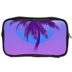 Palm Tree Vaporwave Synthwave Retro Style Toiletries Bag (two Sides) by Cendanart